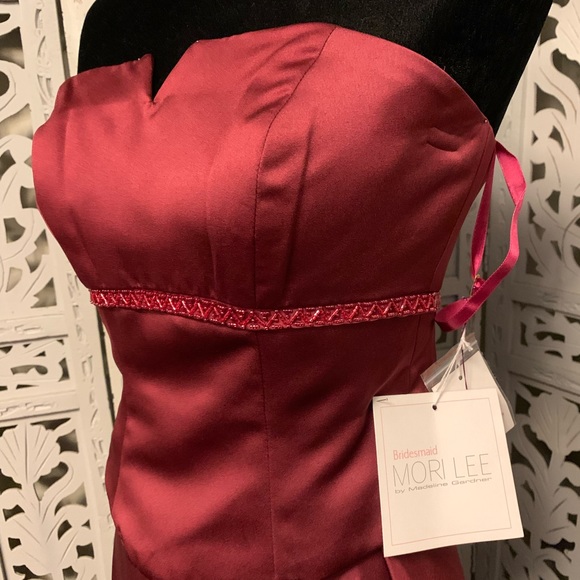 NEW! MORI LEE BURGUNDY RED TOP & SKIRT FORMAL PROM DRESS EVENING GOWN - Picture 7 of 15